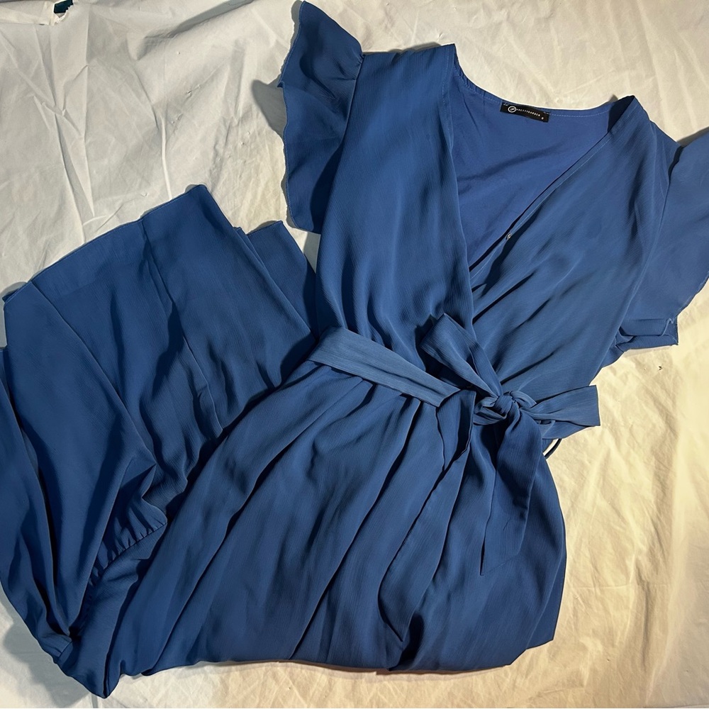 Elegant Blue Wrap Dress